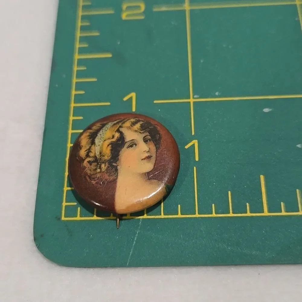 1896 Antique Cigarette Pin Featuring A Beautiful Lady